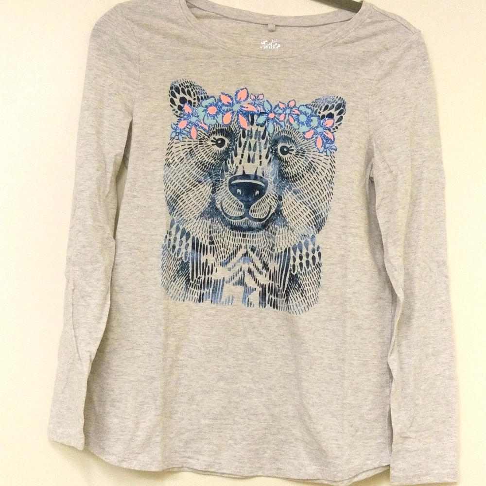 Gray L/S Winter Polar Bear shirt. Size 16 by Justice